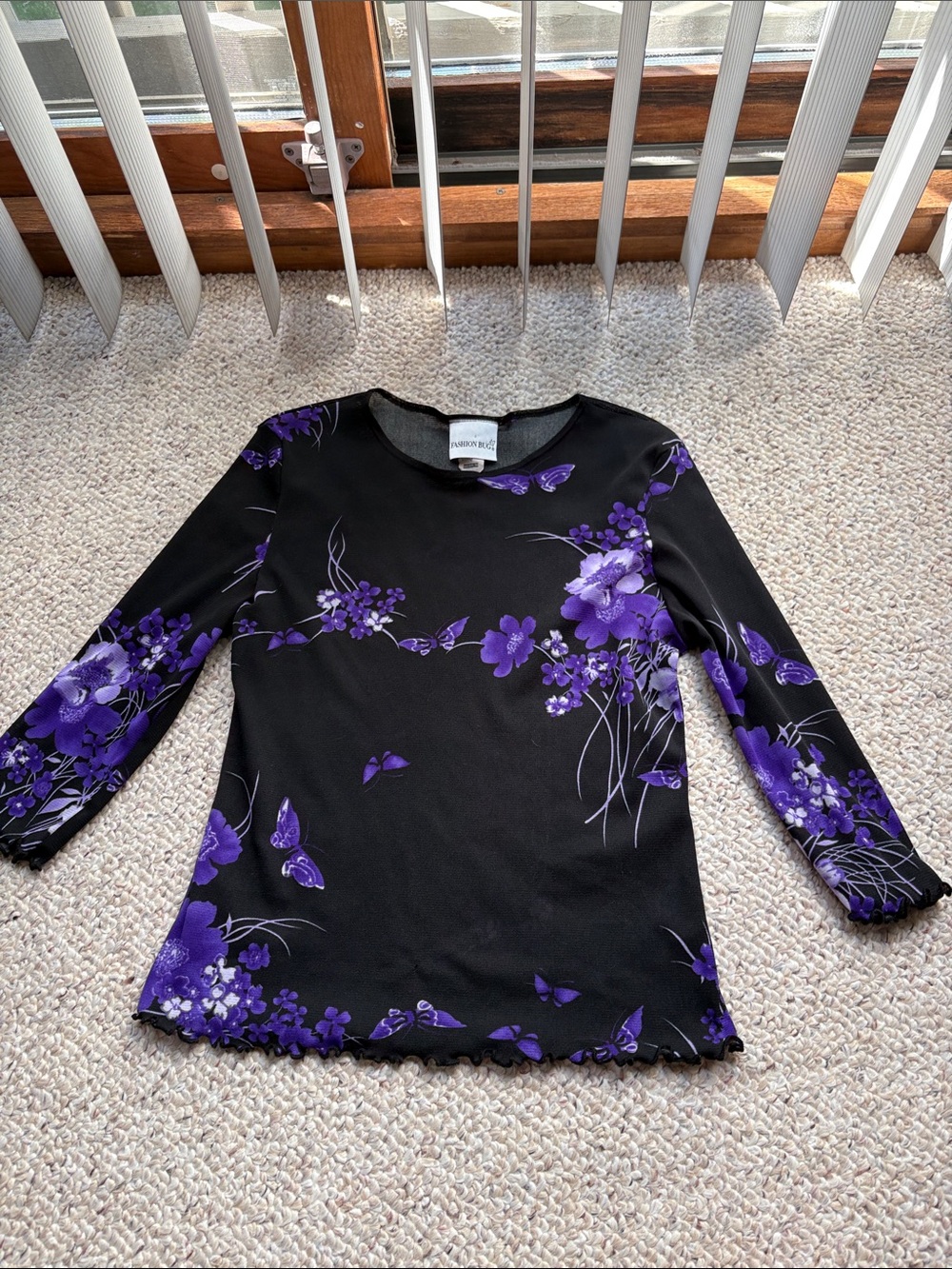 Fashion Bug Floral Mesh Top Women’s Medium Vintage 90s Y2K